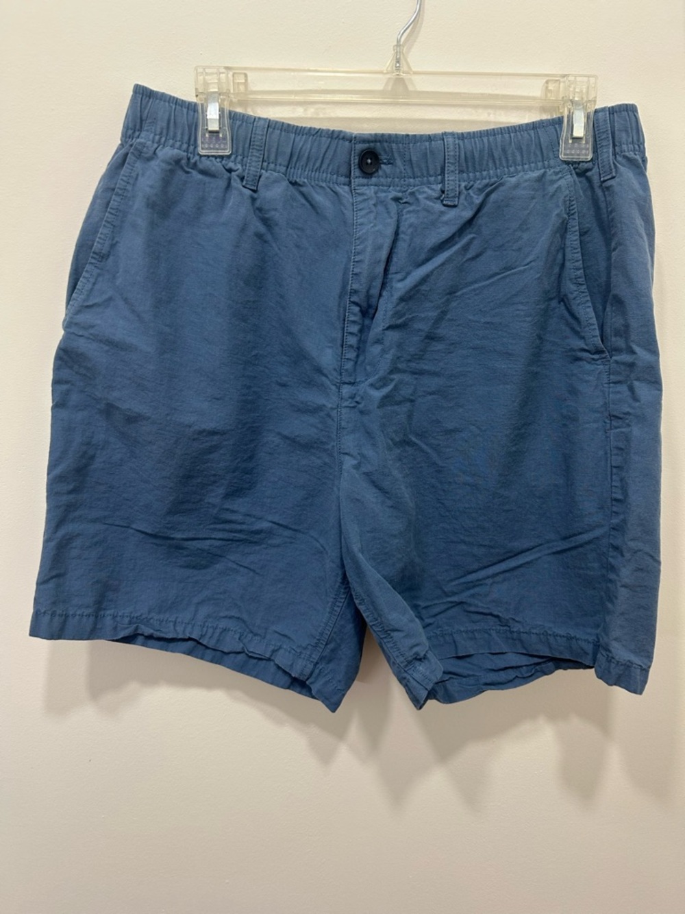 Gap Shorts Men’s Medium Blue Linen Easy Flow Drawstring Button Blend Preppy